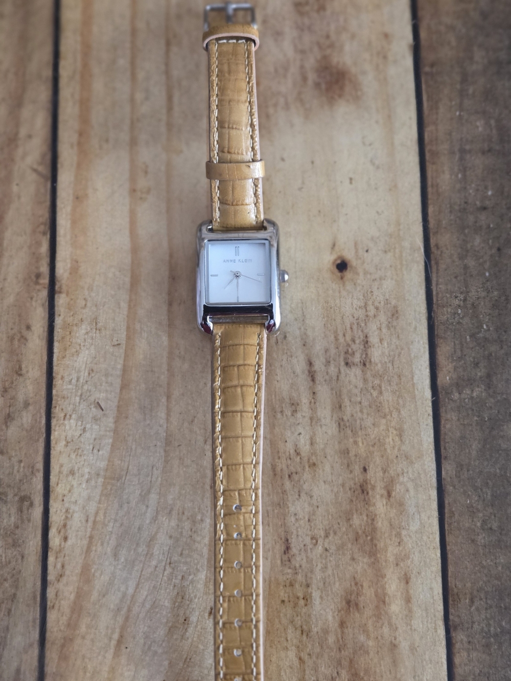 Anne Klein Tan Leather Strap Square Watch